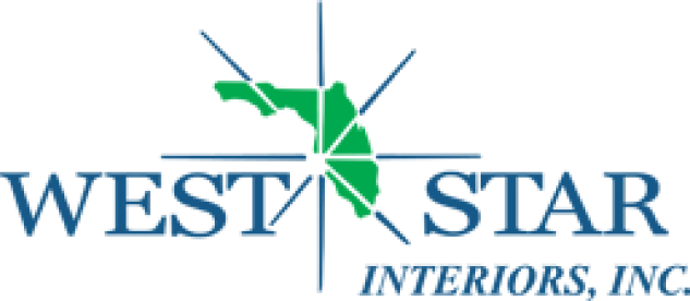 Logo with Florida map and compass design.